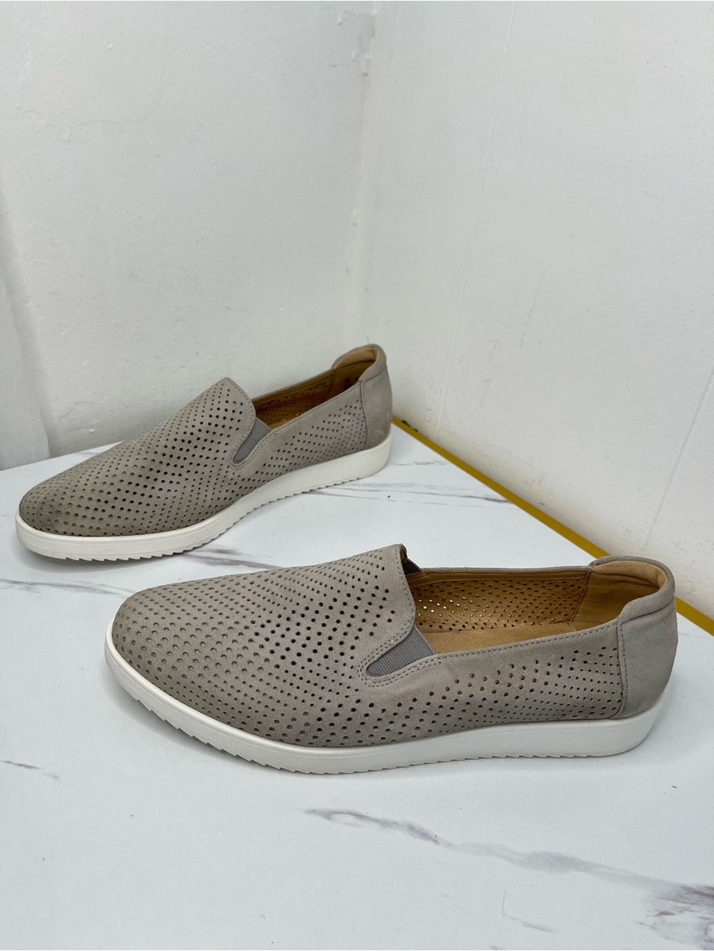 Naturalizer Women's Perforated Slip-On Loafers in Gray Size 10M Leather